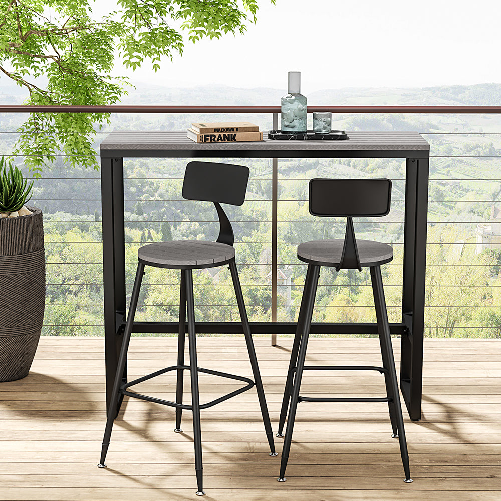 1.2m Grey Modern Garden Bistro High Bar Table – Sleek Outdoor Entertainment Table